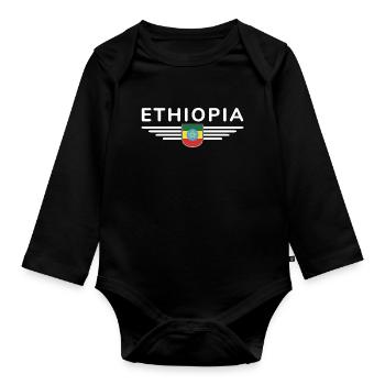 Ethiopia Design – Pride and Culture - Organic Longsleeve Baby Bodysuit - black - Front