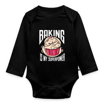 Baking Bakery Baker - Baby Bio-Langarm-Body - Schwarz - Vorne