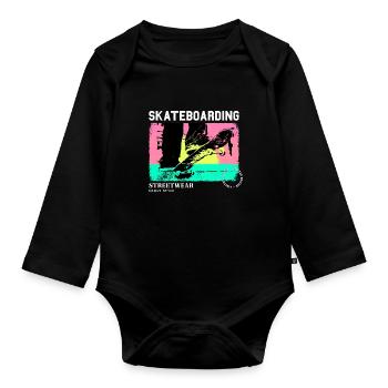 Skateboarding Skate Skater Skateboard Sk8 Vintage - Body Bébé bio manches longues - noir - Devant