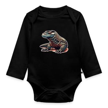 Komodowaran Komodo Dragon - Baby Bio-Langarm-Body - Schwarz - Vorne