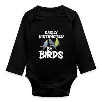 Bird Watching Cute Bird Lover - Baby Bio-Langarm-Body - Schwarz - Vorne
