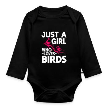 Bird Watching Cute Bird Lover - Baby Bio-Langarm-Body - Schwarz - Vorne