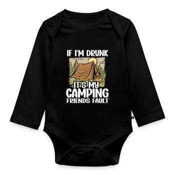 Camping Campfire Camper - Baby Bio-Langarm-Body - Schwarz - Vorne