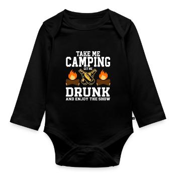 Camping Campfire Camper - Baby Bio-Langarm-Body - Schwarz - Vorne