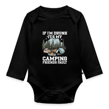 Camping Campfire Camper - Baby Bio-Langarm-Body - Schwarz - Vorne