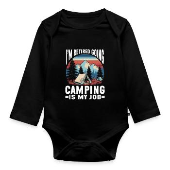 Camping Campfire Camper - Baby Bio-Langarm-Body - Schwarz - Vorne