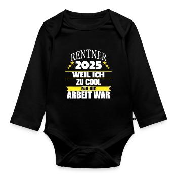Rente Ruhestand Rentner Geschenk - Baby Bio-Langarm-Body - Schwarz - Vorne