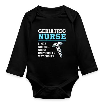 Maison de retraite Infirmière gériatrique Infirmière - Body Bébé bio manches longues - noir - Devant