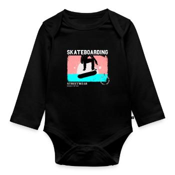 Skateboarding Skate Skater Skateboard Sk8 Vintage - Organic Longsleeve Baby Bodysuit - black - Front