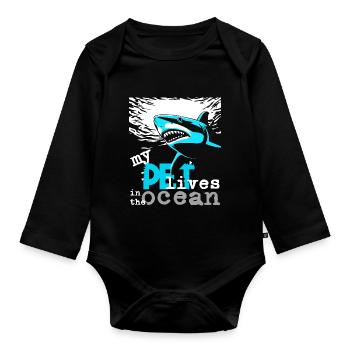 Mon requin vit dans l’océan - Body Bébé bio manches longues - noir - Devant
