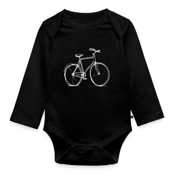 Dessin au trait de vélo - Body Bébé bio manches longues - noir - Devant