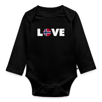 Norvège - Amour - Norge - Liebe - Norwegen - Body Bébé bio manches longues - noir - Devant