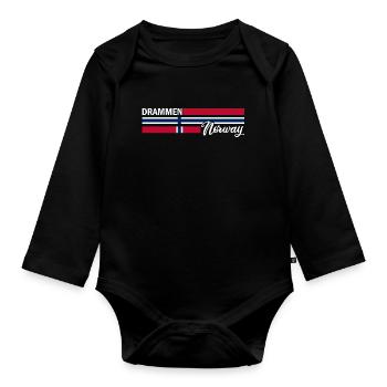 Drammen - Norway Flag - Norge - Norwegen Flagge - Organic Longsleeve Baby Bodysuit - black - Front