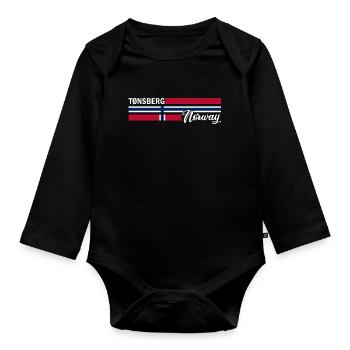 Tonsberg - Norway Flag - Norge - Norwegen Flagge - Organic Longsleeve Baby Bodysuit - black - Front