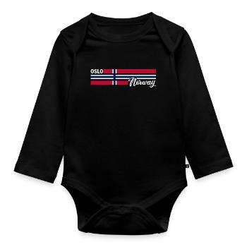 Oslo - Norway Flag - Norge - Norwegen Flagge - Organic Longsleeve Baby Bodysuit - black - Front