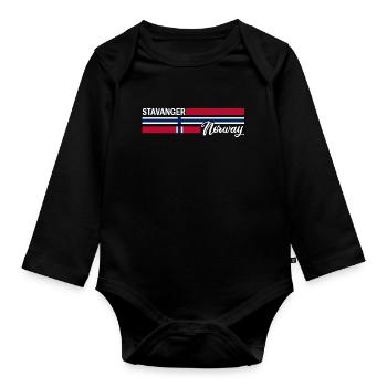 Stavanger - Norway Flag - Norge - Norwegen Flagge - Organic Longsleeve Baby Bodysuit - black - Front