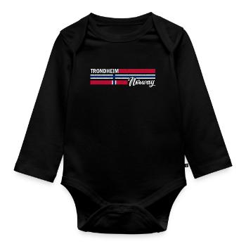 Trondheim - Norway Flag - Norge - Norwegen Flagge - Organic Longsleeve Baby Bodysuit - black - Front