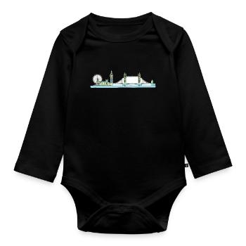 London City Skyline Tower Bridge Line Art - Baby Bio-Langarm-Body - Schwarz - Vorne
