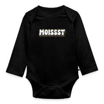 Moist Fat Font Wortzeichen - Baby Bio-Langarm-Body - Schwarz - Vorne