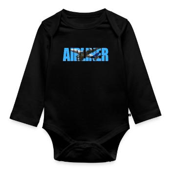 Airliner A-380 - Organic Longsleeve Baby Bodysuit - black - Front