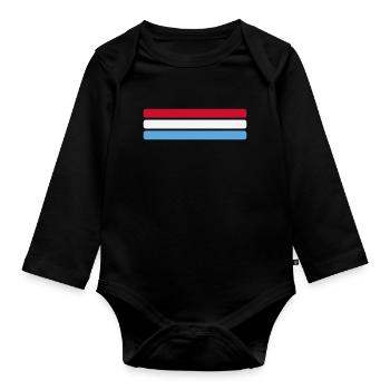 Luxemburg Flagge Minimal - Fahne Fan Streifen Desi - Baby Bio-Langarm-Body - Schwarz - Vorne
