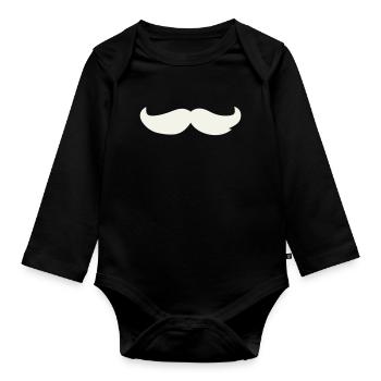 Mustache Contrast Design - Organic Longsleeve Baby Bodysuit - black - Front