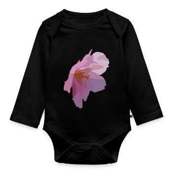 Blüten - Baby Bio-Langarm-Body - Schwarz - Vorne