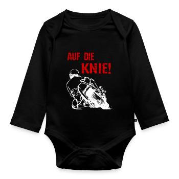 Motorrad - Auf die Knie Superbike - T-Shirt - Baby Bio-Langarm-Body - Schwarz - Vorne