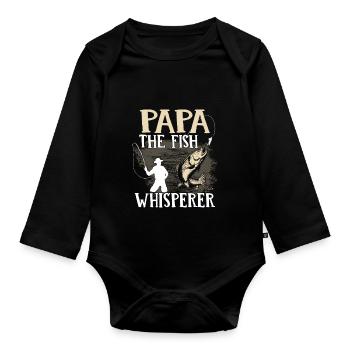 Fishing - Papa the fish whisperer - Baby Bio-Langarm-Body - Schwarz - Vorne
