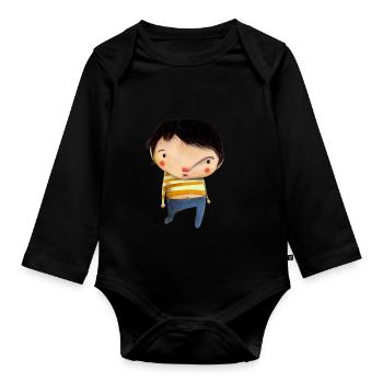BLAS JAUNE - Body Bébé bio manches longues - noir - Devant