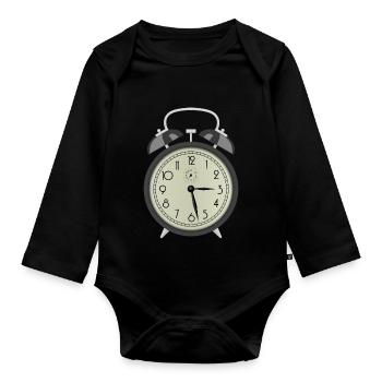 clock time clock time hourglass hourglass40 - Organic Longsleeve Baby Bodysuit - black - Front