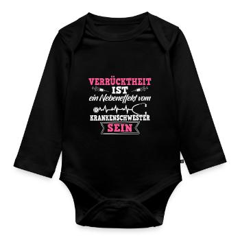 Krankenschwester Shirt · Pflege · Verrücktheit - Baby Bio-Langarm-Body - Schwarz - Vorne