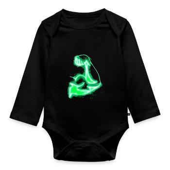 Strong arm bright glowing - Organic Longsleeve Baby Bodysuit - black - Front