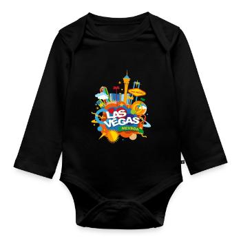 Las Vegas - Body Bébé bio manches longues - noir - Devant