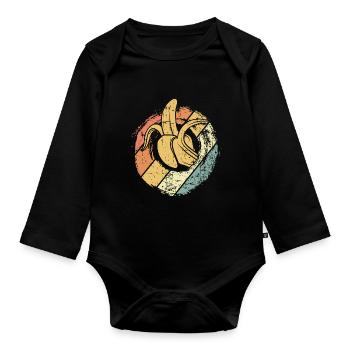 banana - Organic Longsleeve Baby Bodysuit - black - Front