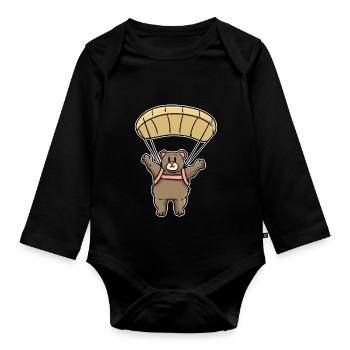 Gleitschirmfliegen Bär - Baby Bio-Langarm-Body - Schwarz - Vorne