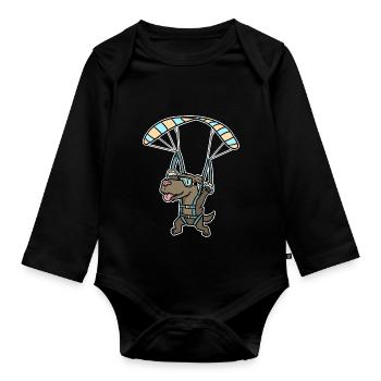 Gleitschirmfliegen Hund - Baby Bio-Langarm-Body - Schwarz - Vorne