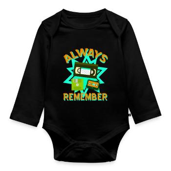 Neunziger Retro Style Tape VHS Diskette Geschenk - Organic Longsleeve Baby Bodysuit - black - Front