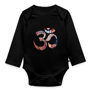 Om krishna Yoga - Baby Bio-Langarm-Body - Schwarz - Vorne