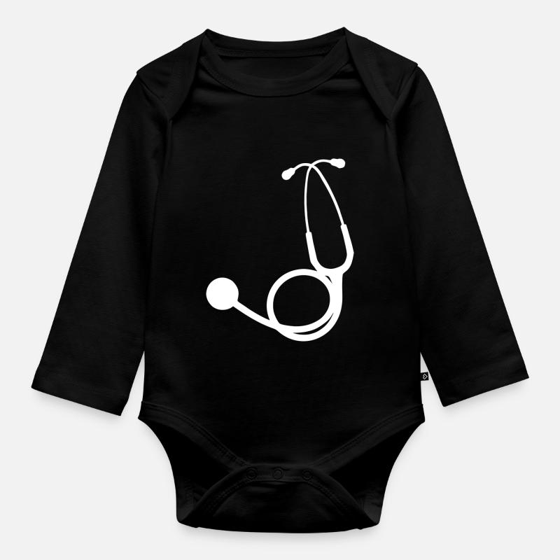 Le stéthoscope | Stethoscope white - Body Bébé bio manches longues - noir