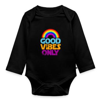 Nur gute Stimmung - Baby Bio-Langarm-Body - Schwarz - Vorne