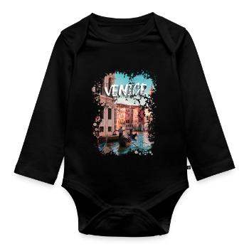 Venice - Organic Longsleeve Baby Bodysuit - black - Front