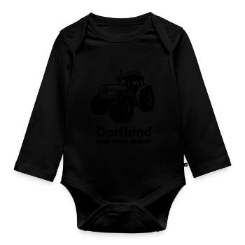 traktor dorfkind 001 - Baby Bio-Langarm-Body - Schwarz - Vorne