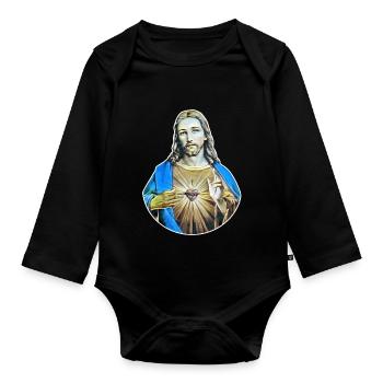 Jésus-Christ * Style rétro de Jésus-Christ - Body Bébé bio manches longues - noir - Devant