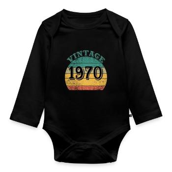Vintage 1970 - Organic Longsleeve Baby Bodysuit - black - Front