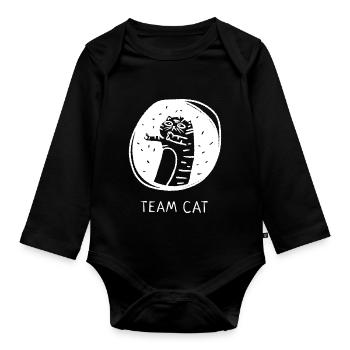 Team Cat Saying English - Organic Longsleeve Baby Bodysuit - black - Front