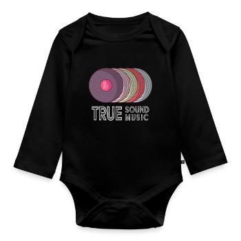 True Sound Music Vinyl Record Music Retro - Organic Longsleeve Baby Bodysuit - black - Front