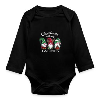 Noël avec mes gnomies - Body Bébé bio manches longues - noir - Devant