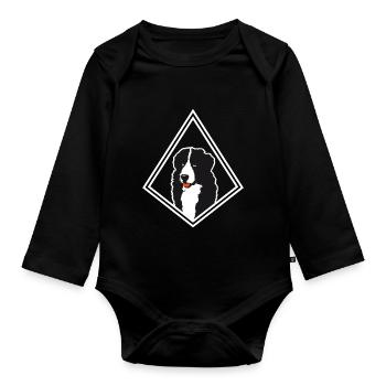 Dog diamond design - Organic Longsleeve Baby Bodysuit - black - Front