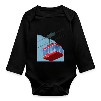 cable car red winter - Organic Longsleeve Baby Bodysuit - black - Front